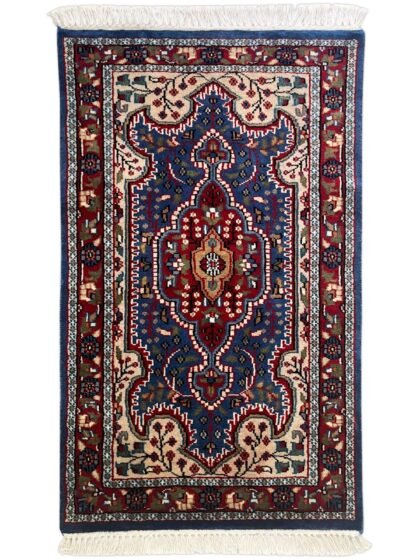 2x3 Feet Hand Knotted Persian Wool Carpet Blue
