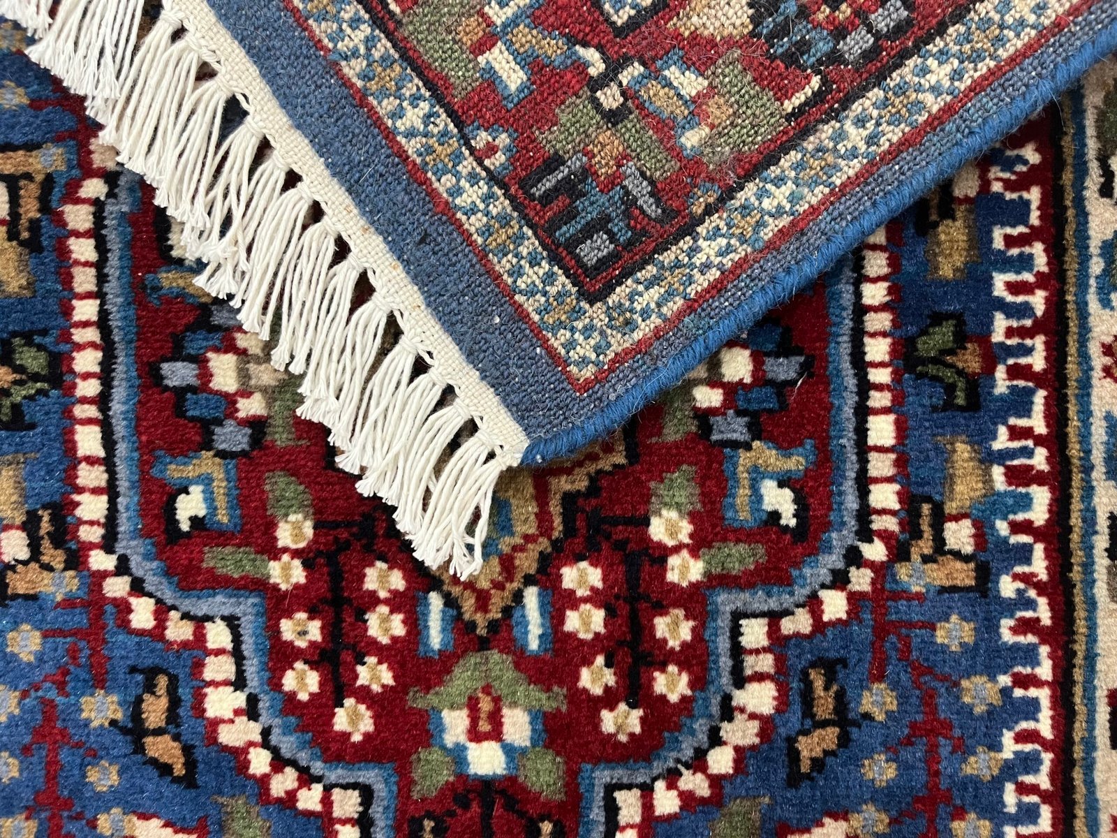 2x3 Feet Hand Knotted Persian Wool Carpet Blue - Image 4