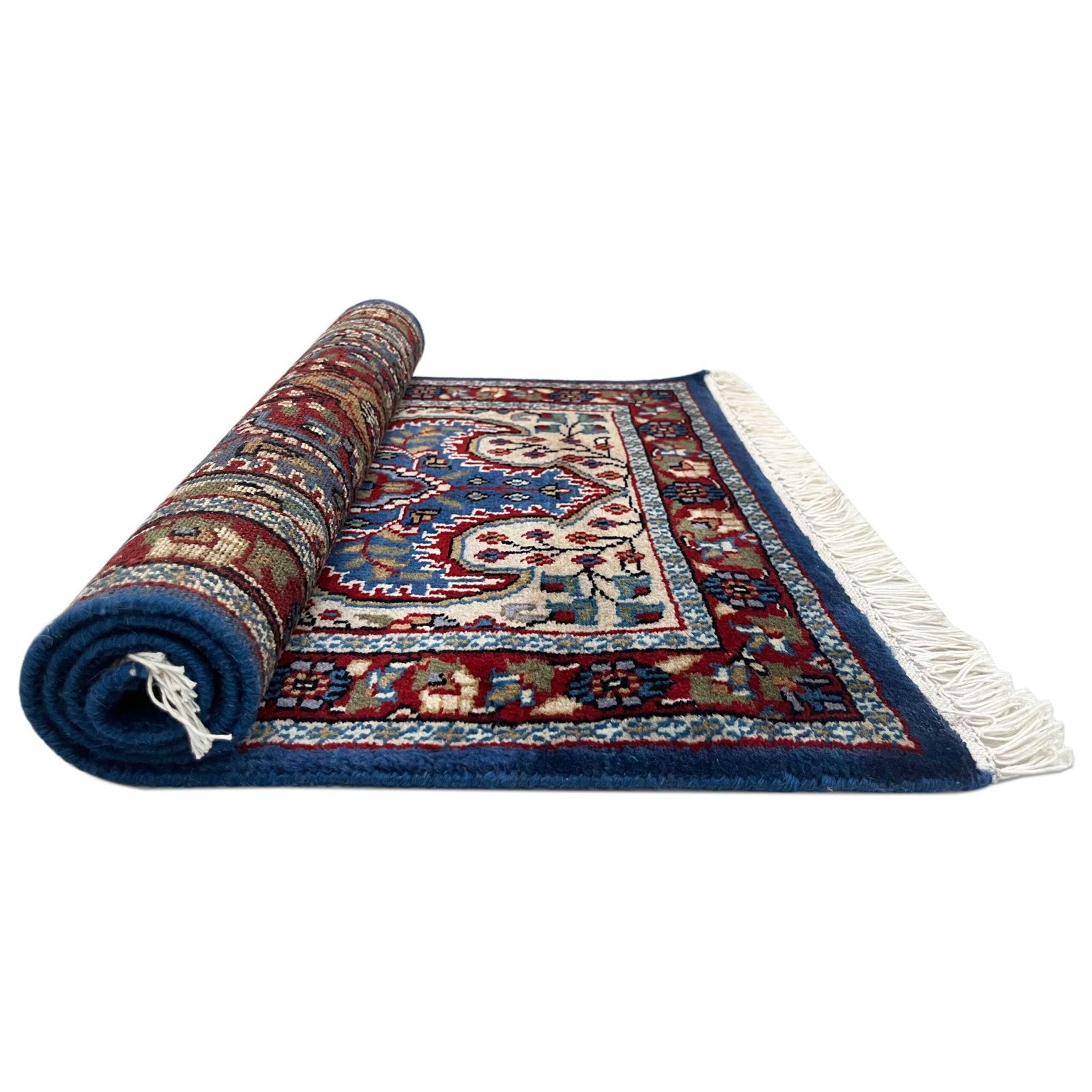 2x3 Feet Hand Knotted Persian Wool Carpet Blue - Image 5