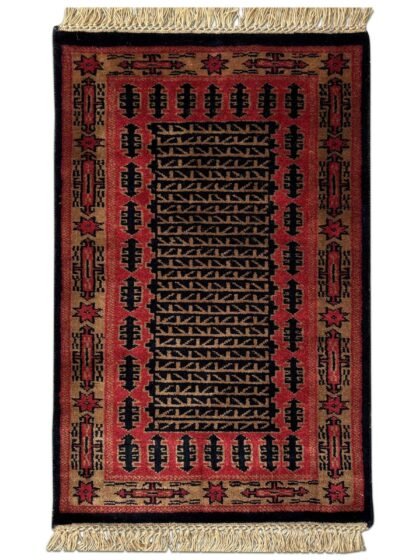 2x3 Feet Black Hand Knotted Wool Carpet Kanta