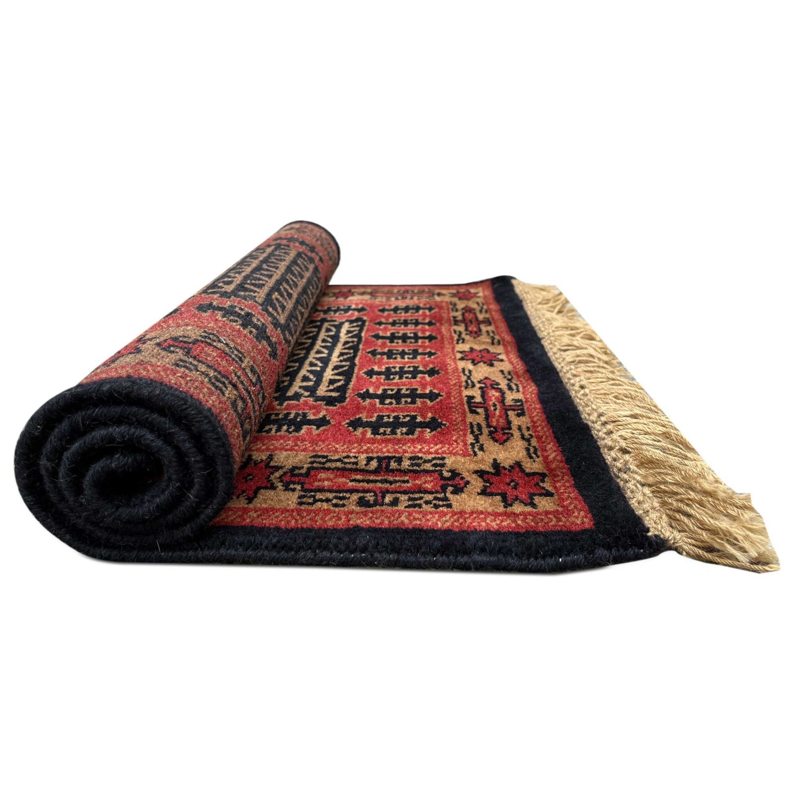 2x3 Feet Black Hand Knotted Wool Carpet Kanta - Image 5