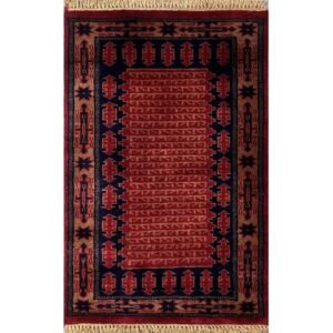 2x3 ft Hand Knotted Wool Red Tribal Carpet