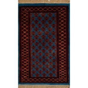 2x3 ft Hand-knotted Woolen Carpet Lichi Blue
