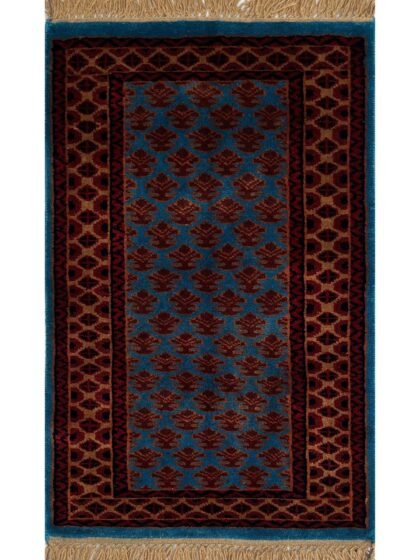 2x3 ft Hand-knotted Woolen Carpet Lichi Blue