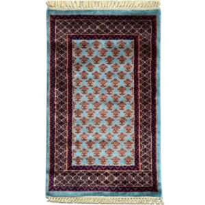 2x3 Feet Turquoise Hand Knotted Wool Carpet Lichi
