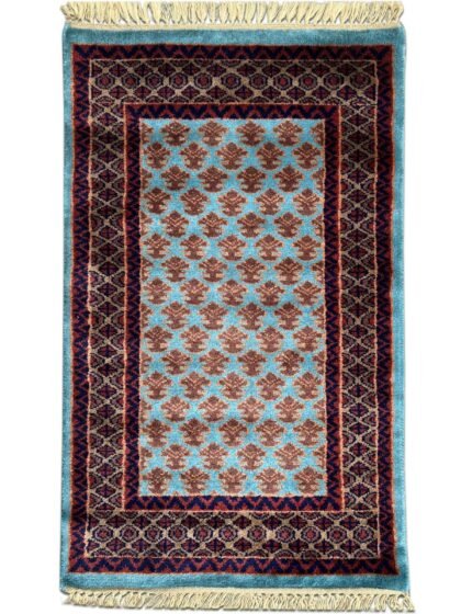 2x3 Feet Turquoise Hand Knotted Wool Carpet Lichi