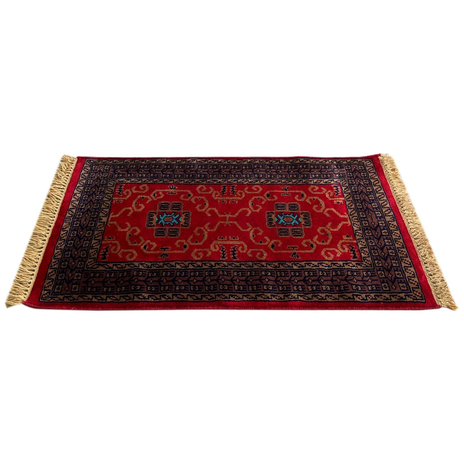 2x3 ft Handmade Knotted Wool Carpet Red Palace - Image 5