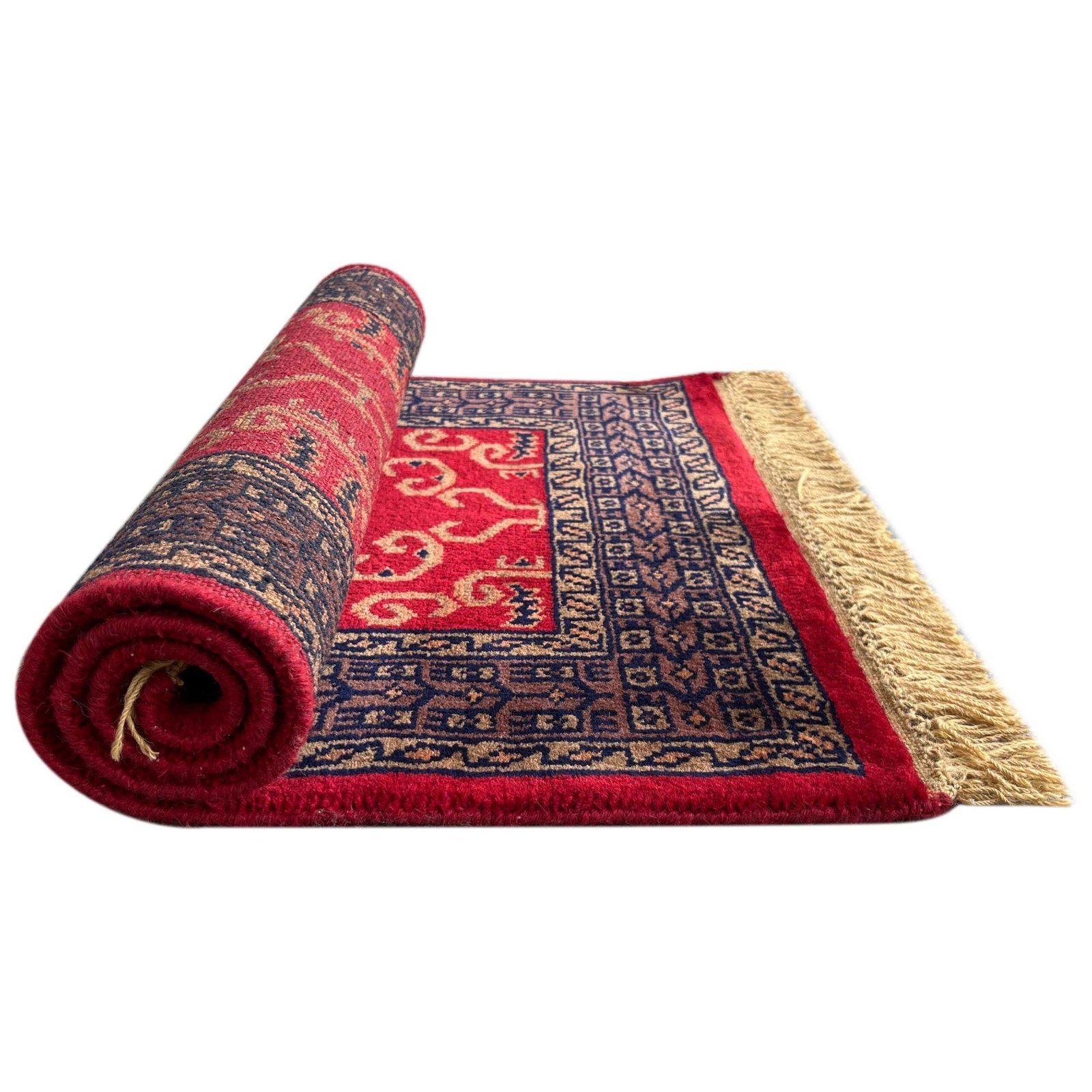 2x3 ft Handmade Knotted Wool Carpet Red Palace - Image 7