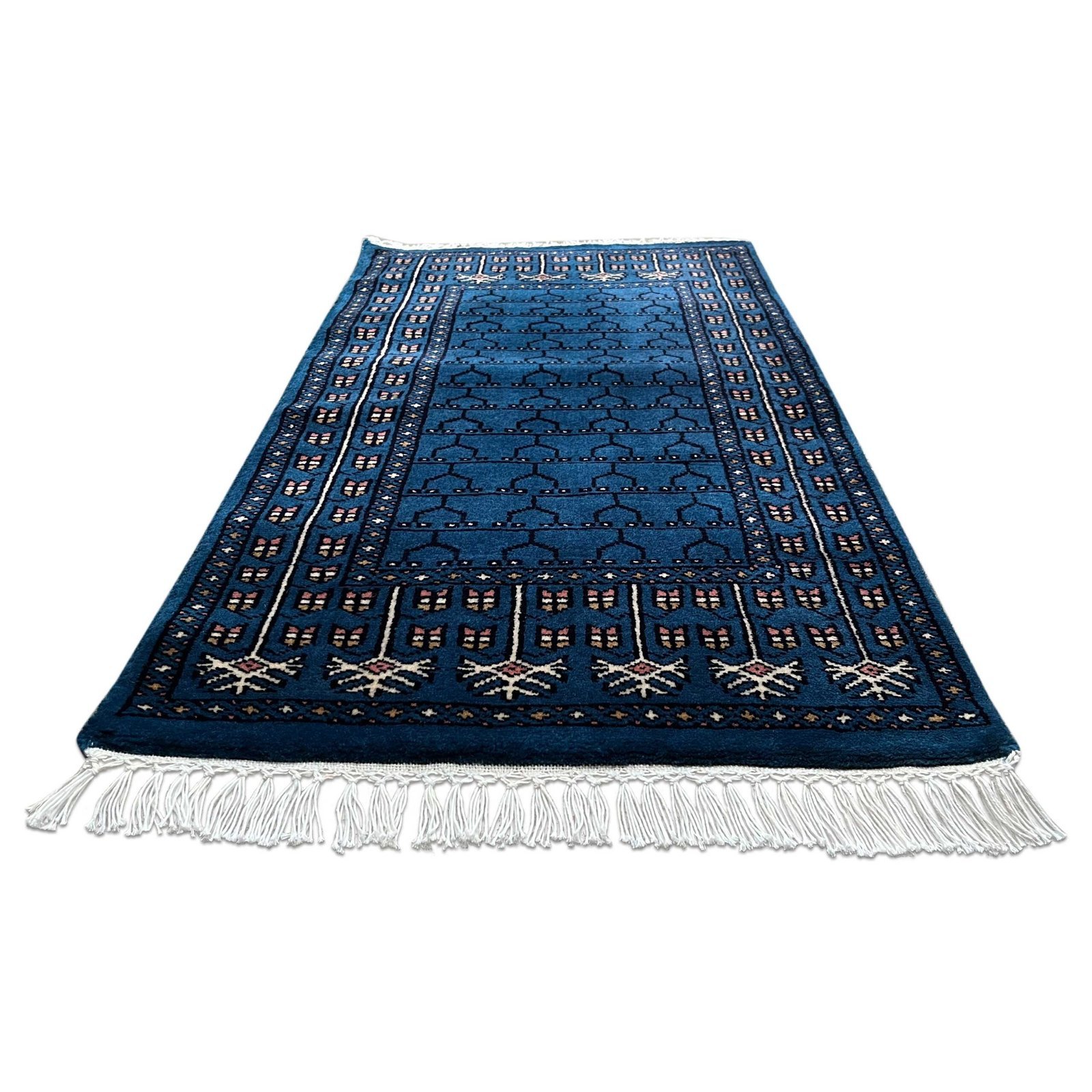 2x3 ft Hand Knotted Wool Carpet Blue Parda - Image 5