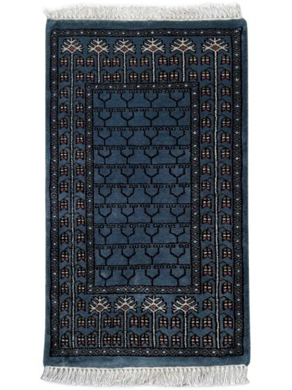 2x3 ft Hand-knotted Woolen Carpet Parda Bluish Gray