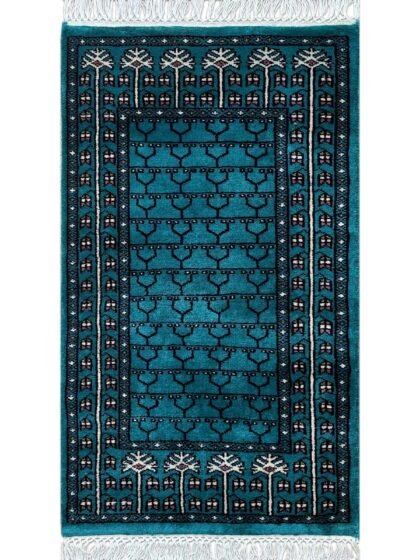 2x3 ft handmade Wool Carpet Turquoise Parda