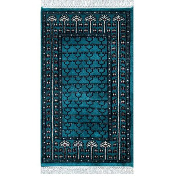2x3 ft handmade Wool Carpet Turquoise Parda