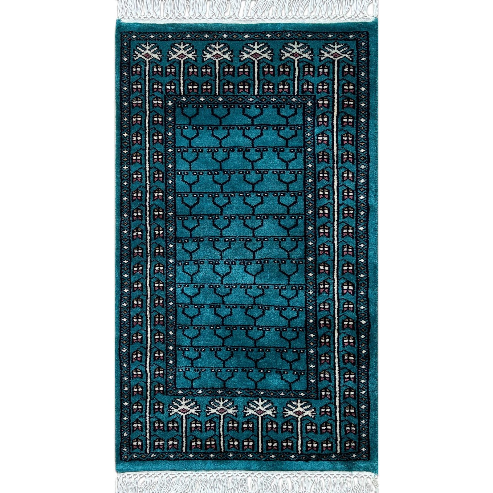 2x3 ft handmade Wool Carpet Turquoise Parda