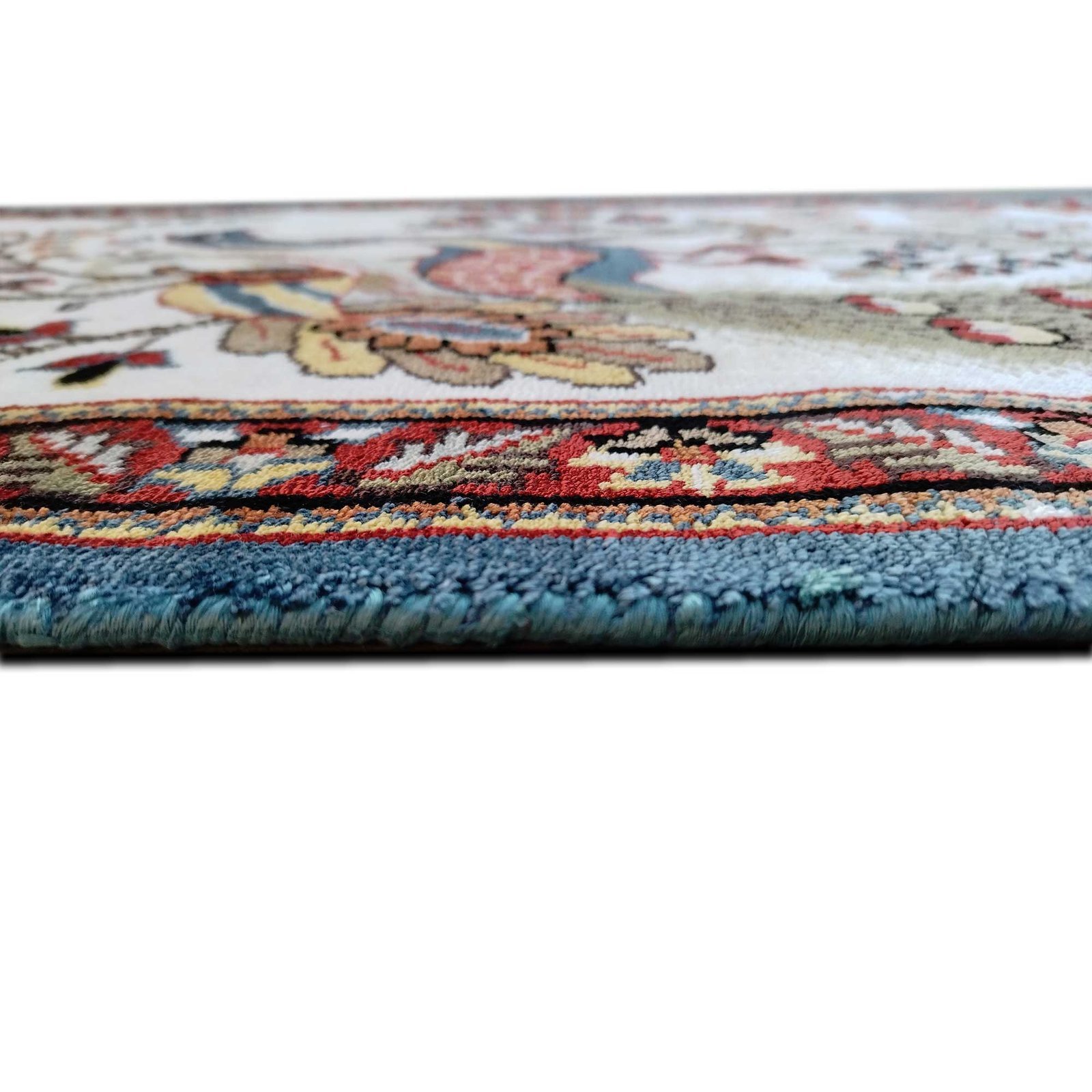 2x3 Ft Handmade Couple Peacock Bamboo Silk Carpet White - Image 4