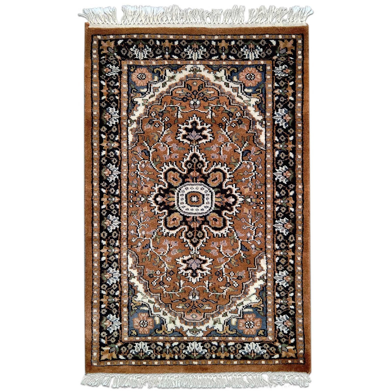 2x3 Feet Hand Knotted Persian Wool Carpet Copper