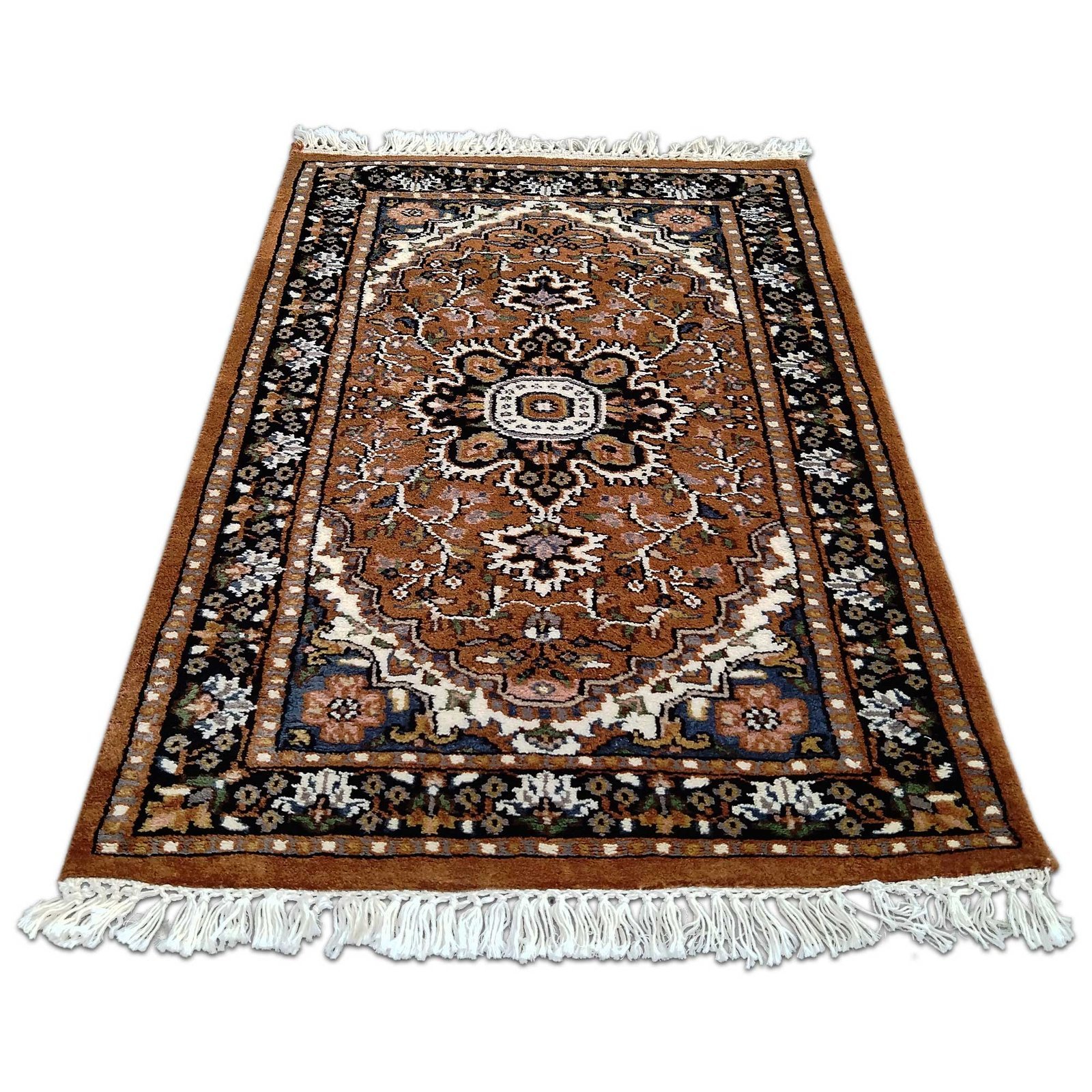 2x3 Feet Hand Knotted Persian Wool Carpet Copper - Image 3