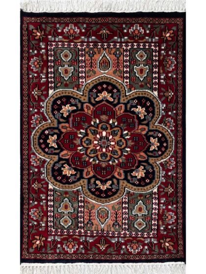 2x3 ft Hand Knotted Woolen Carpet Persian Black