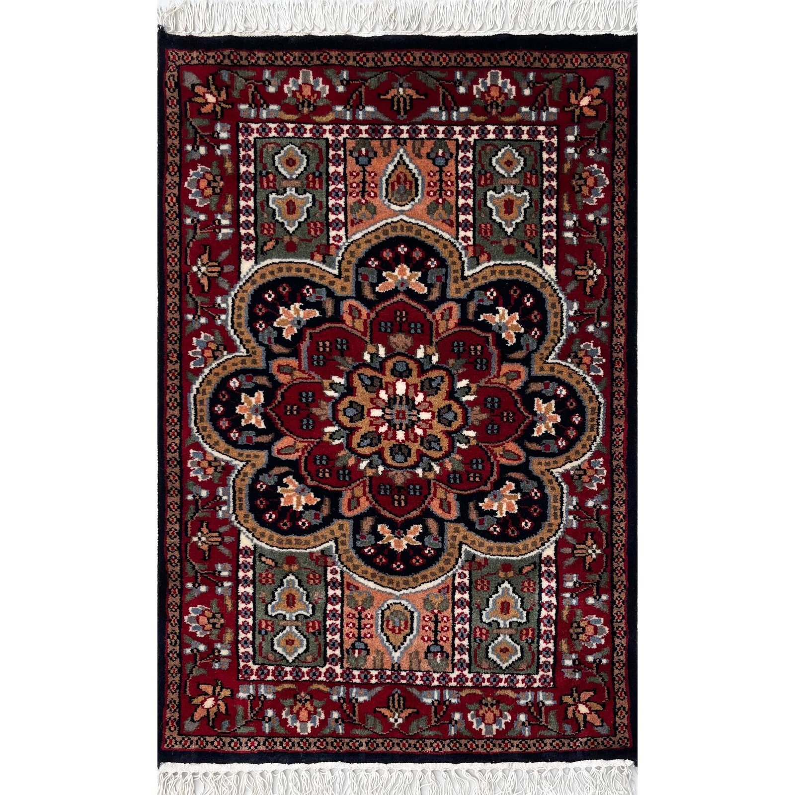 2x3 ft Hand Knotted Woolen Carpet Persian Black