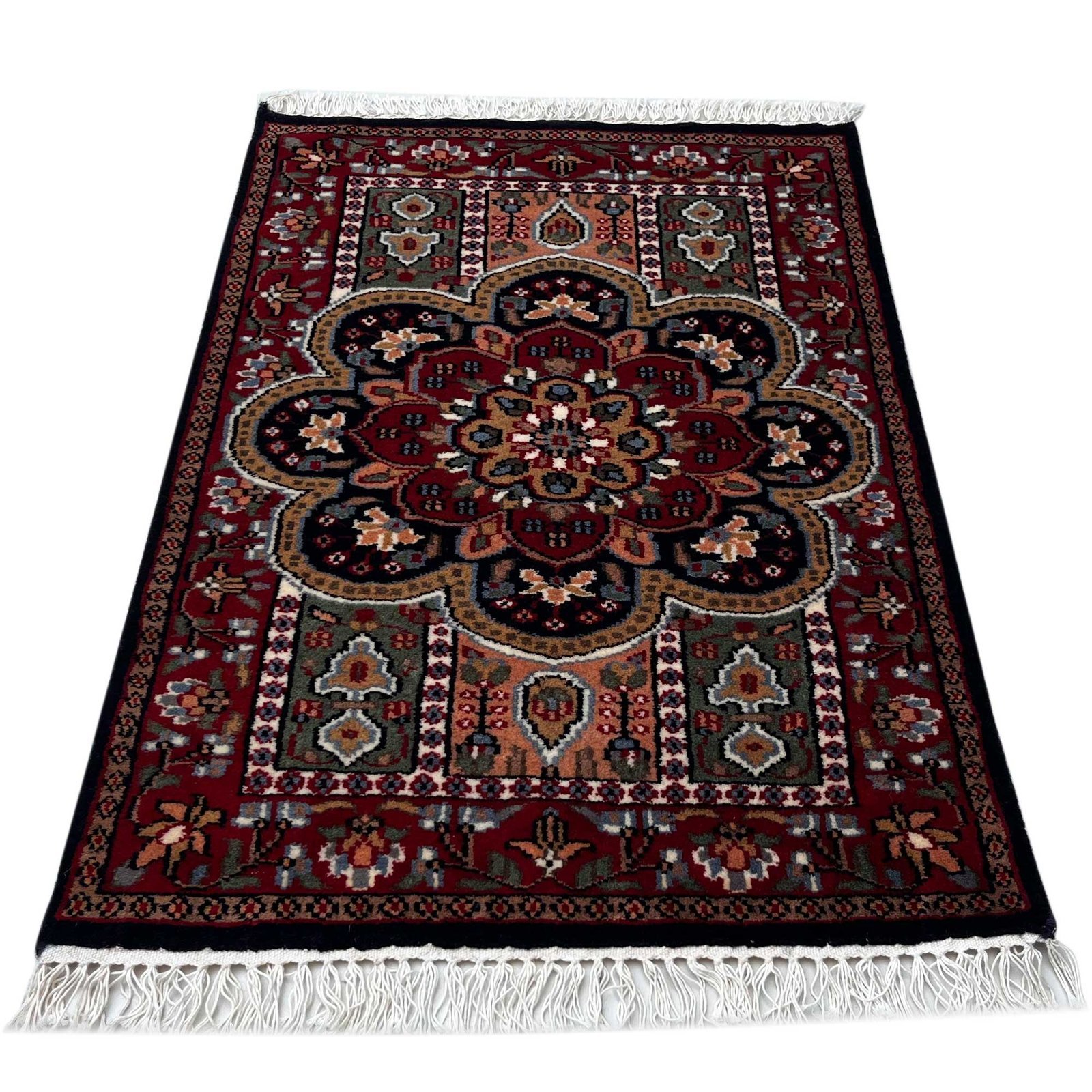 2x3 ft Hand Knotted Woolen Carpet Persian Black - Image 2