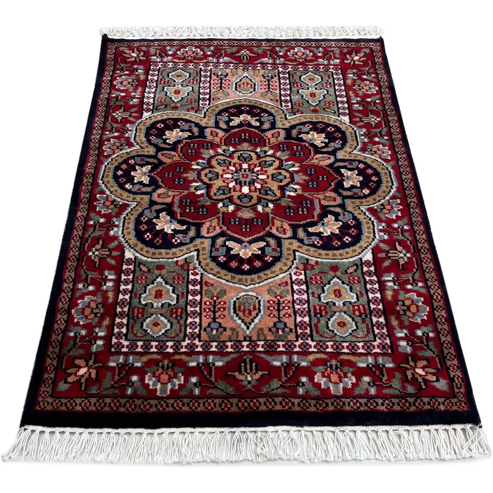 2x3 ft Hand Knotted Woolen Carpet Persian Black - Image 5