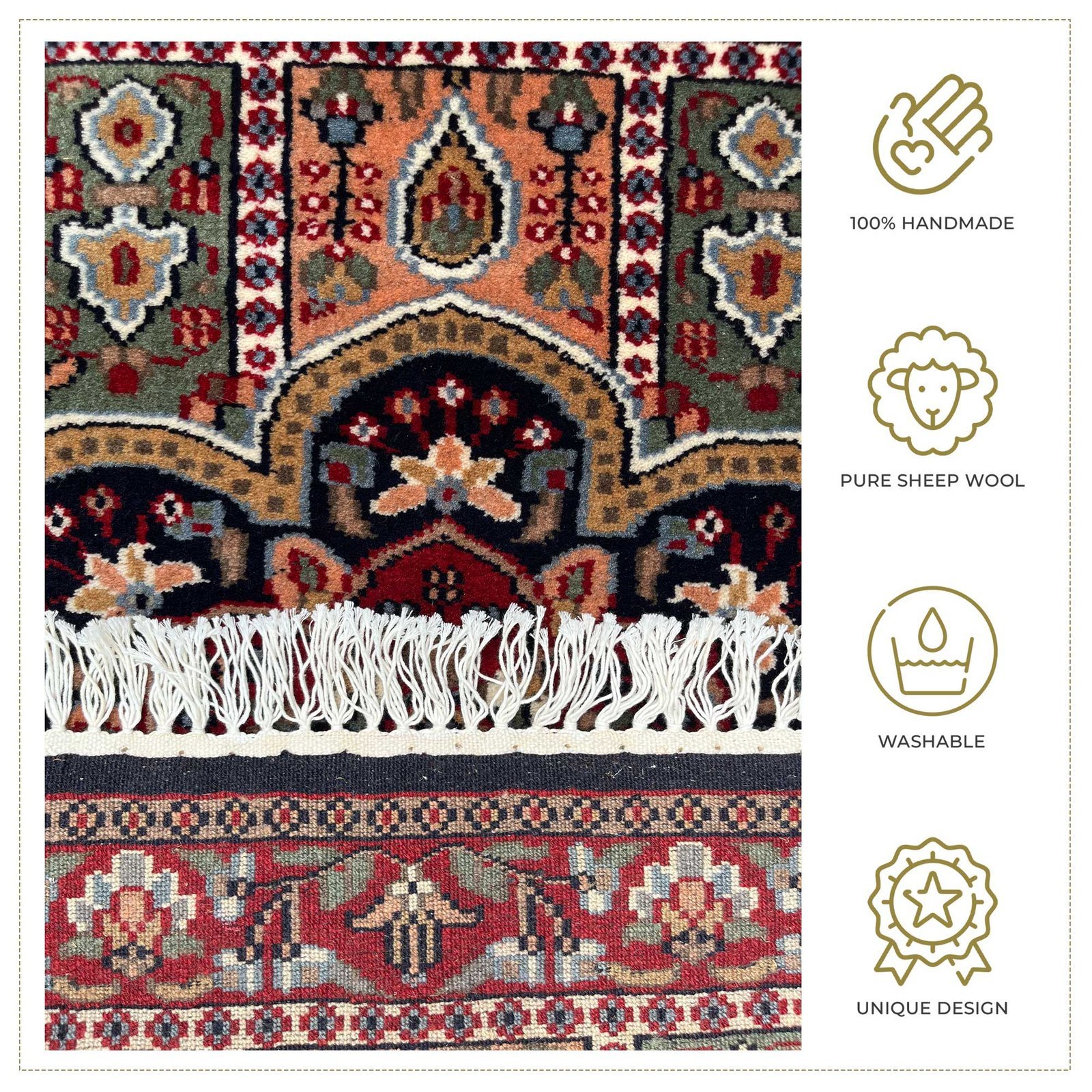 2x3 ft Hand Knotted Woolen Carpet Persian Black - Image 4