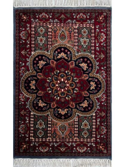 2x3 ft Hand Knotted Woolen Carpet Persian Bluish Gray