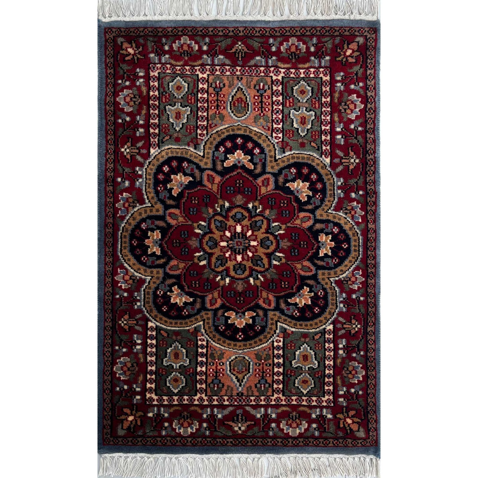 2x3 ft Hand Knotted Woolen Carpet Persian Bluish Gray