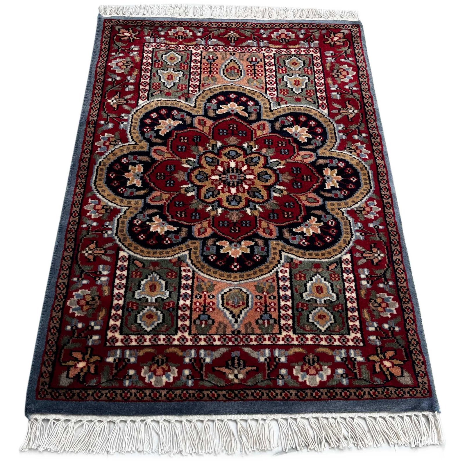 2x3 ft Hand Knotted Woolen Carpet Persian Bluish Gray - Image 2