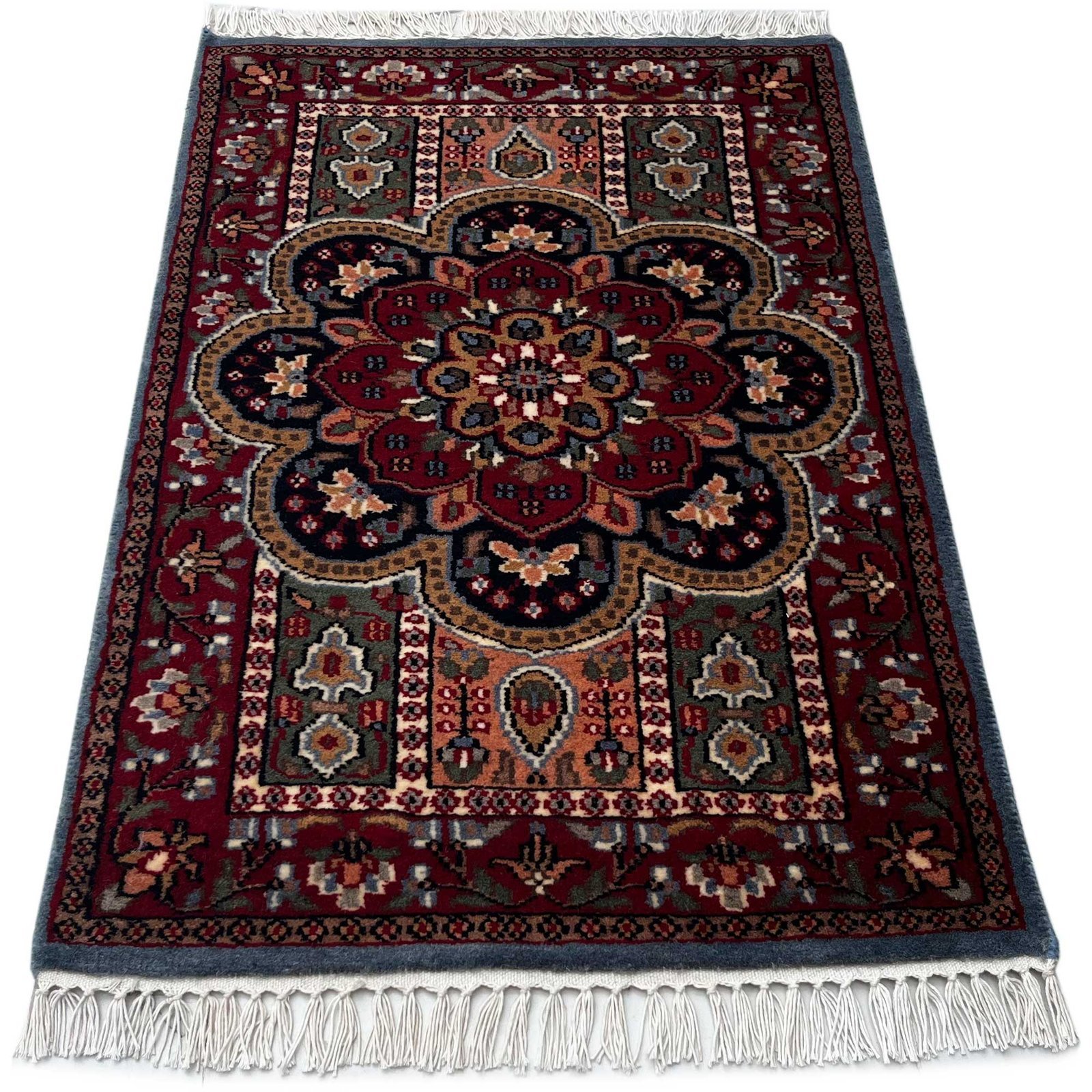 2x3 ft Hand Knotted Woolen Carpet Persian Bluish Gray - Image 7