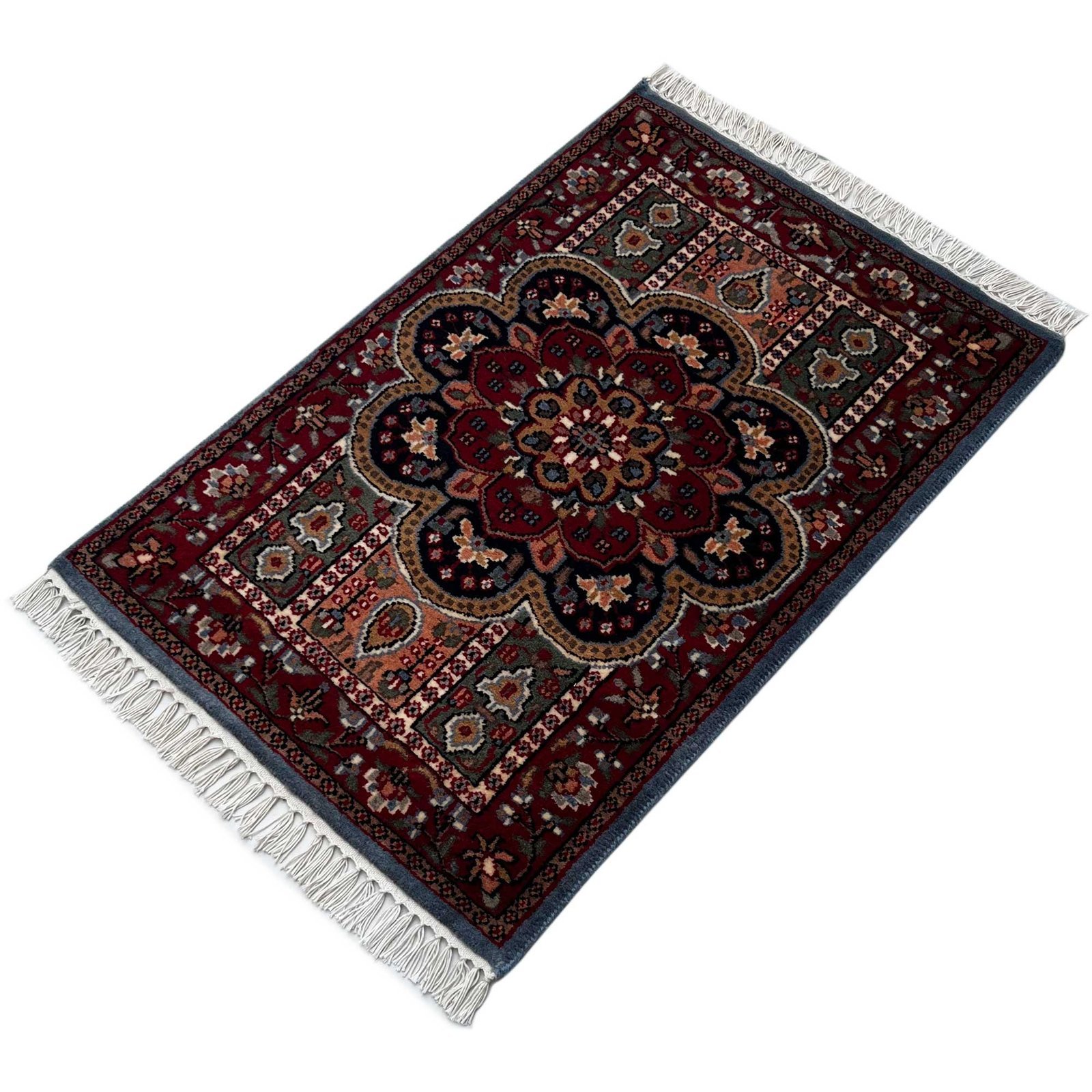 2x3 ft Hand Knotted Woolen Carpet Persian Bluish Gray - Image 6