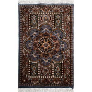 2x3 ft Hand Knotted Woolen Carpet Gray Persian