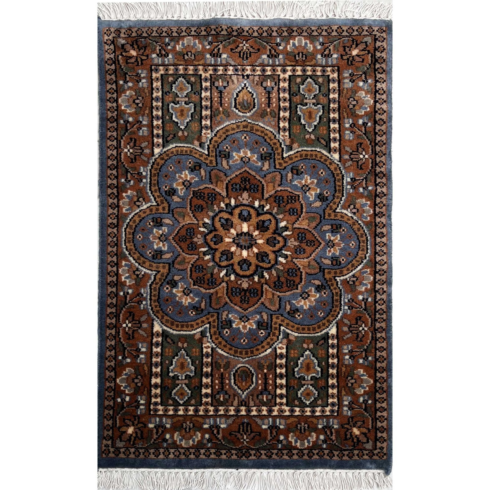 2x3 ft Hand Knotted Woolen Carpet Gray Persian
