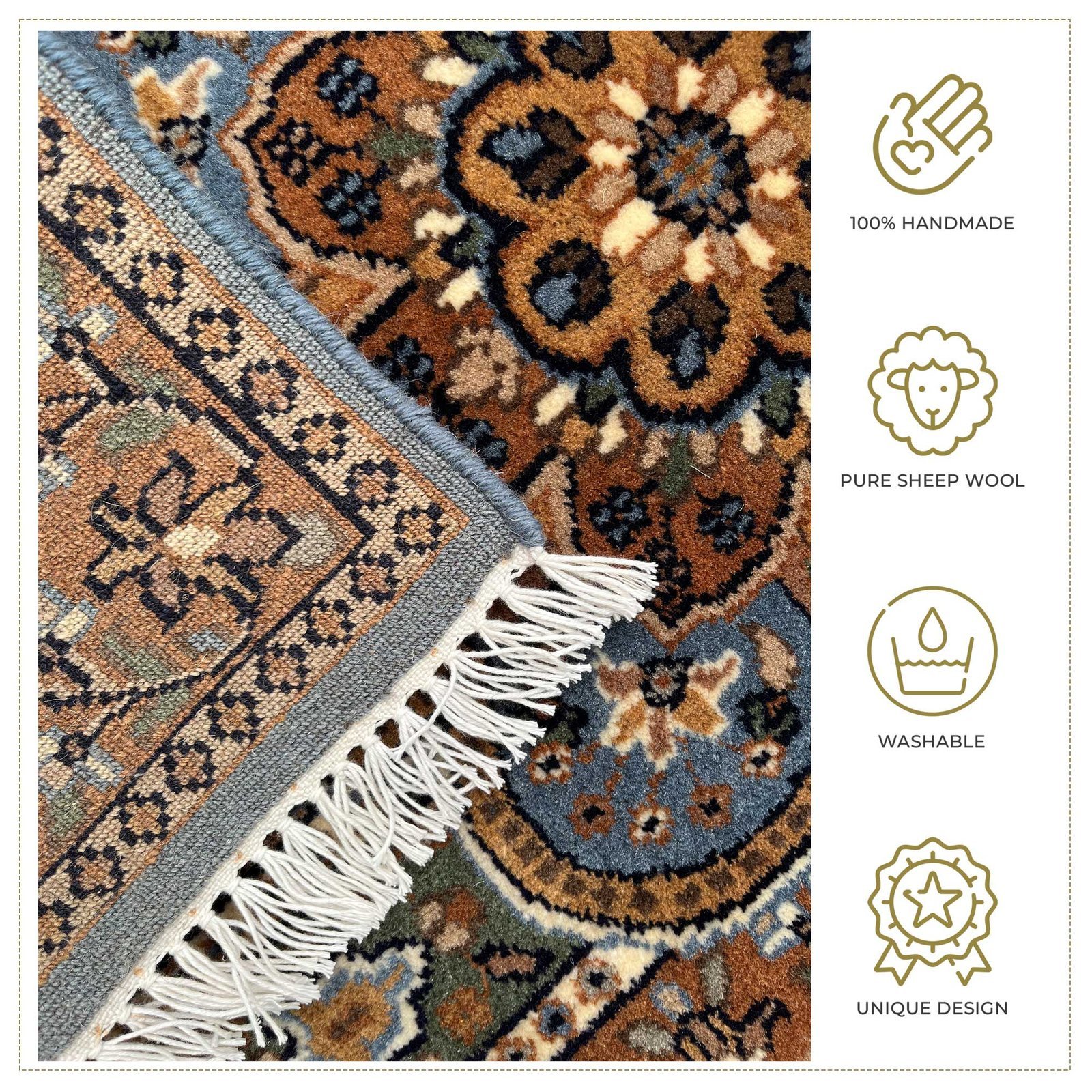 2x3 ft Hand Knotted Woolen Carpet Gray Persian - Image 4