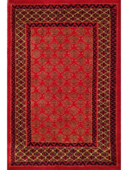 2x3 Feet Hand Knotted Red Wool Carpet Lichi