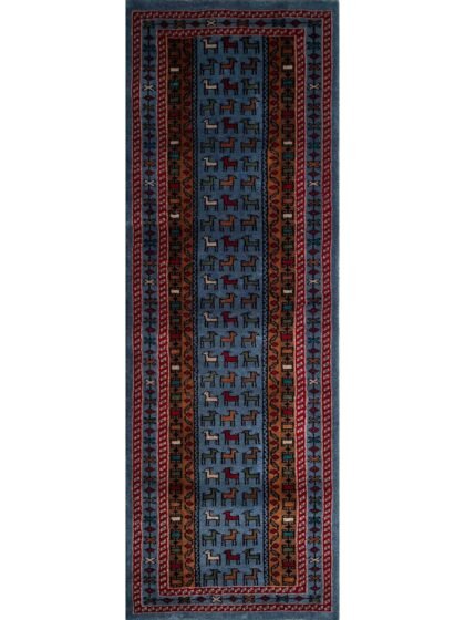 2x6 Handmade Hand Knotted Wool Carpet Bakri Bluish Gray