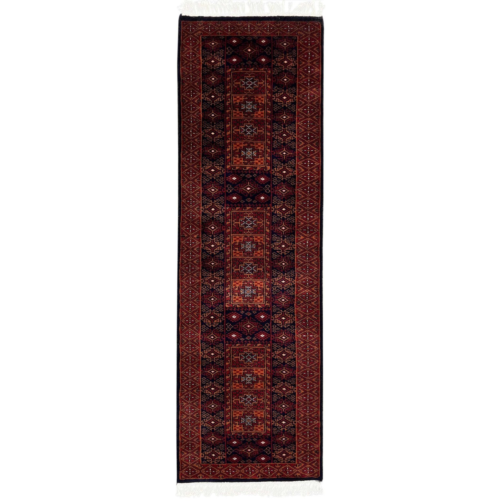 2x6 Feet Hand Knotted Wool Carpet Brown and Black
