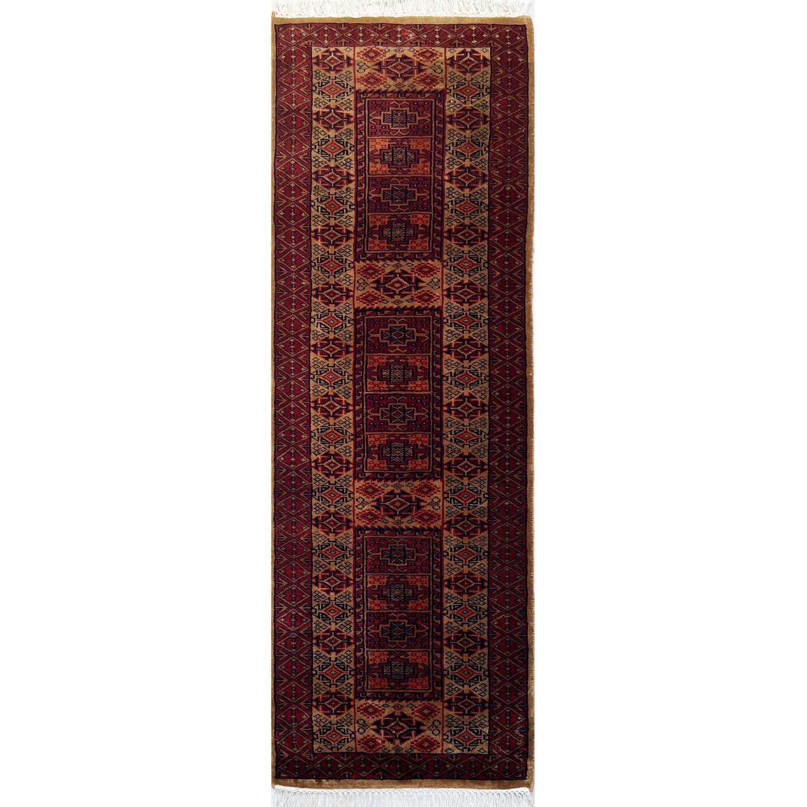 2x6 ft Hand Knotted Woolen Carpet Dubba Camel
