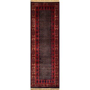 2x6 ft Hand Knotted Runner Carpet Black Tribal