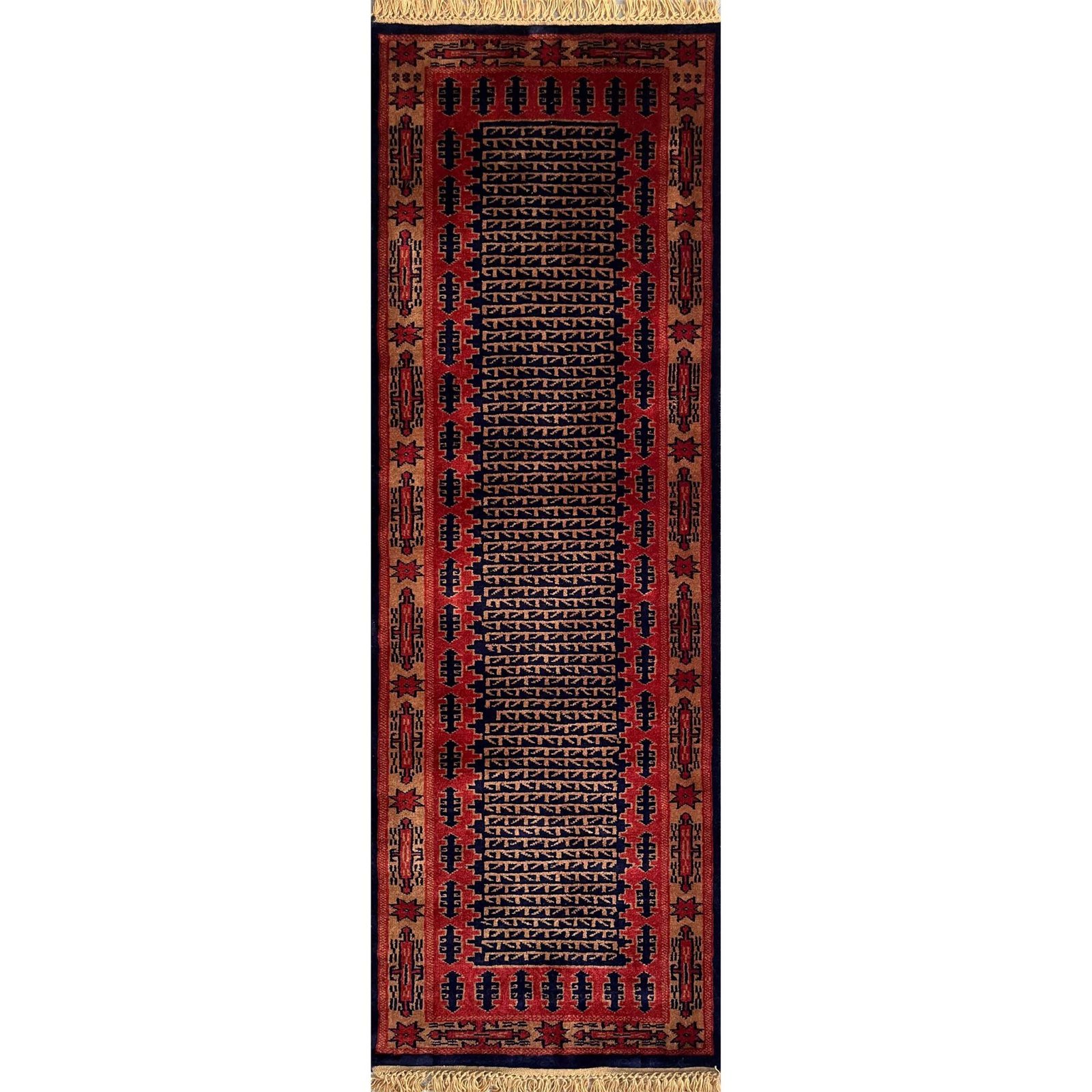 2x6 ft Hand Knotted Runner Carpet Black Tribal