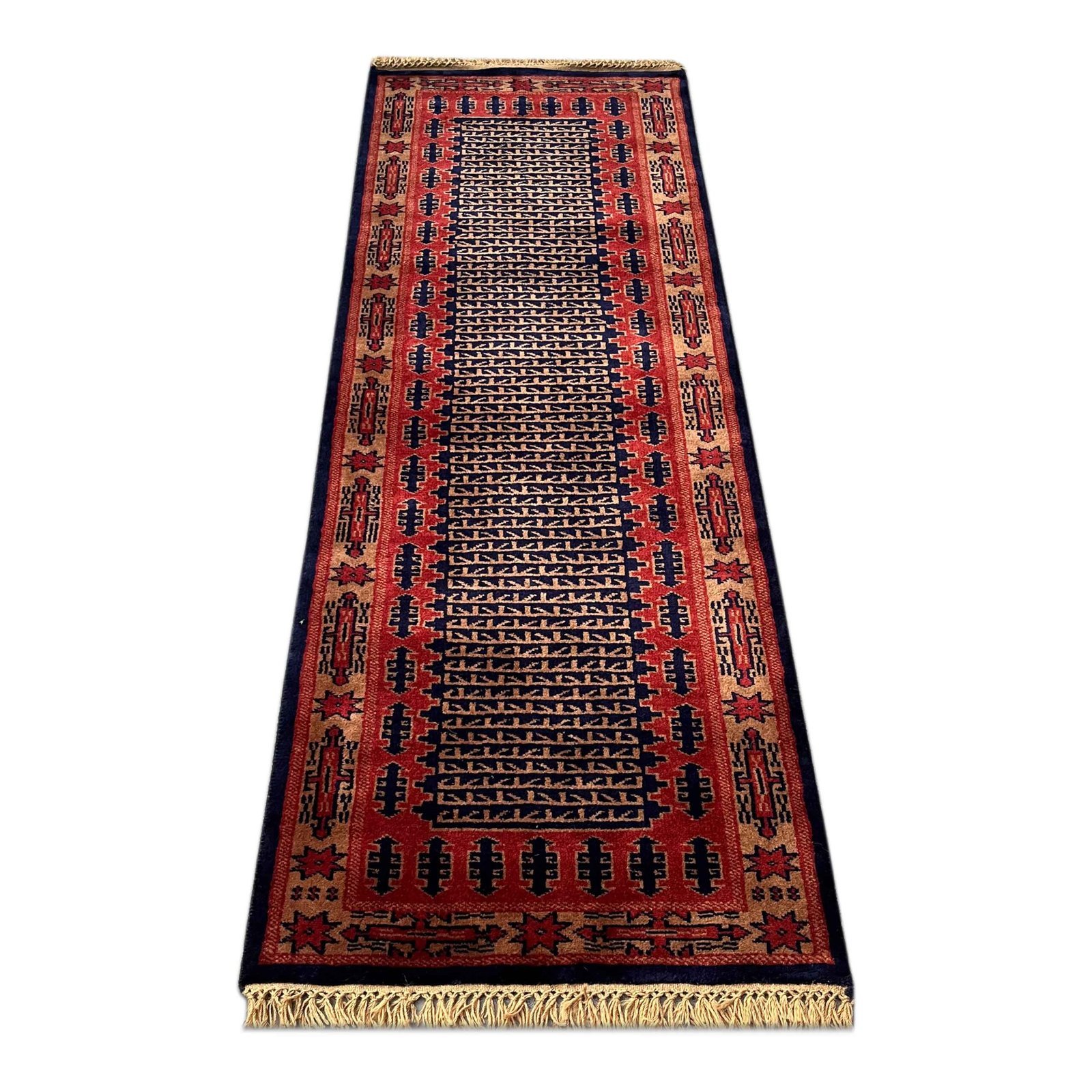 2x6 ft Hand Knotted Runner Carpet Black Tribal - Image 6