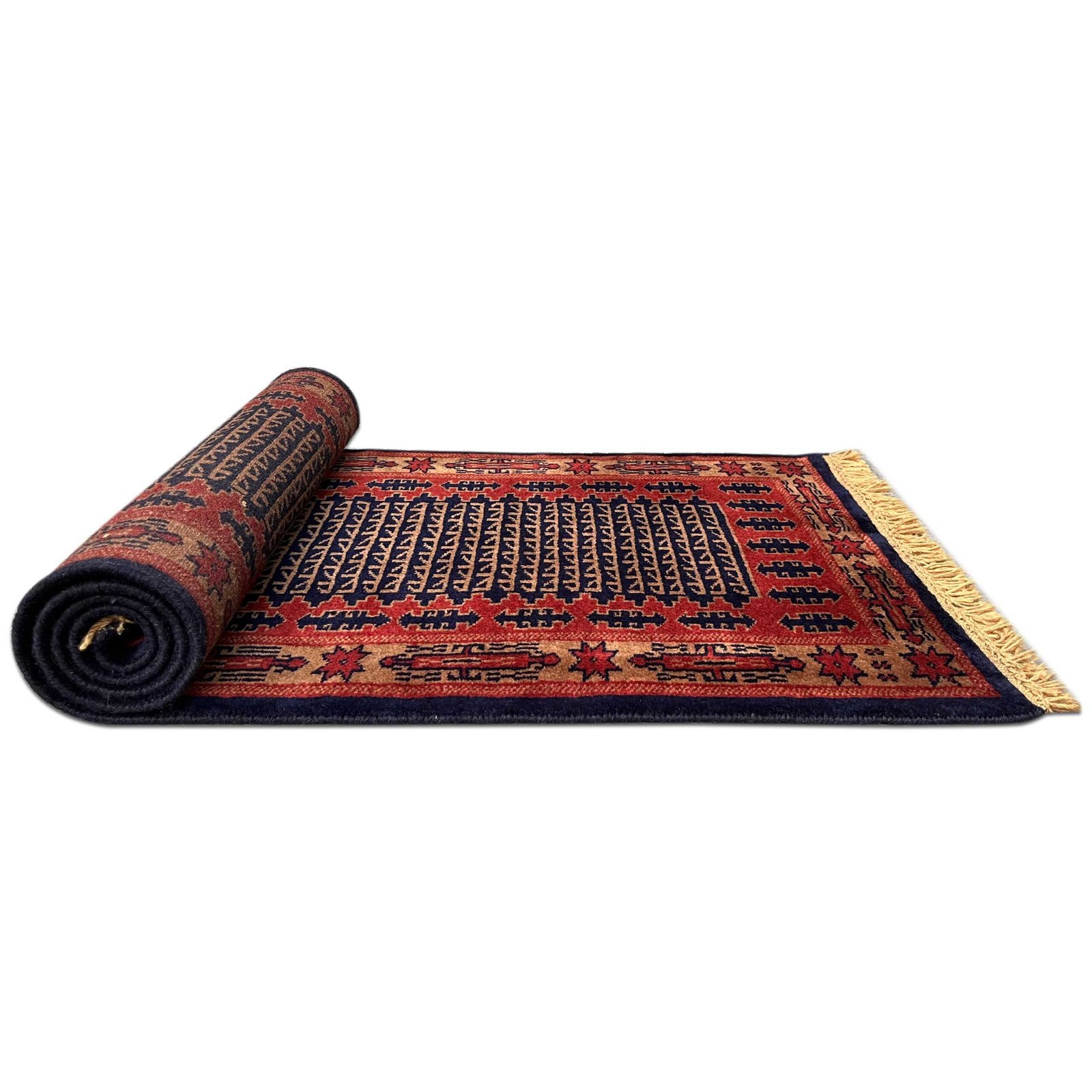2x6 ft Hand Knotted Runner Carpet Black Tribal - Image 3