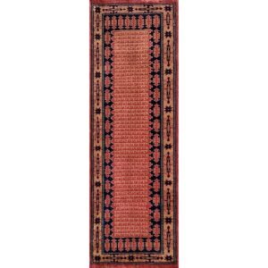 2x6 ft Hand Knotted Maroon Wool Runner Carpet (Kanta)