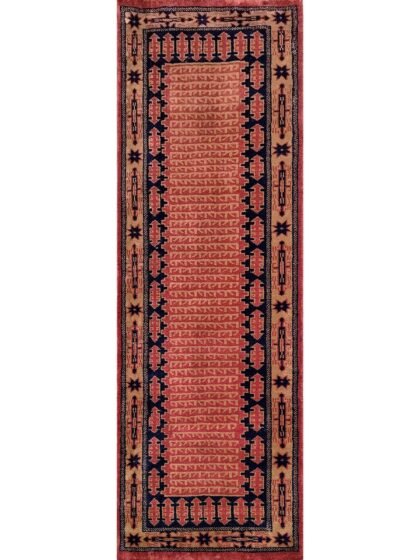 2x6 ft Hand Knotted Maroon Wool Runner Carpet (Kanta)
