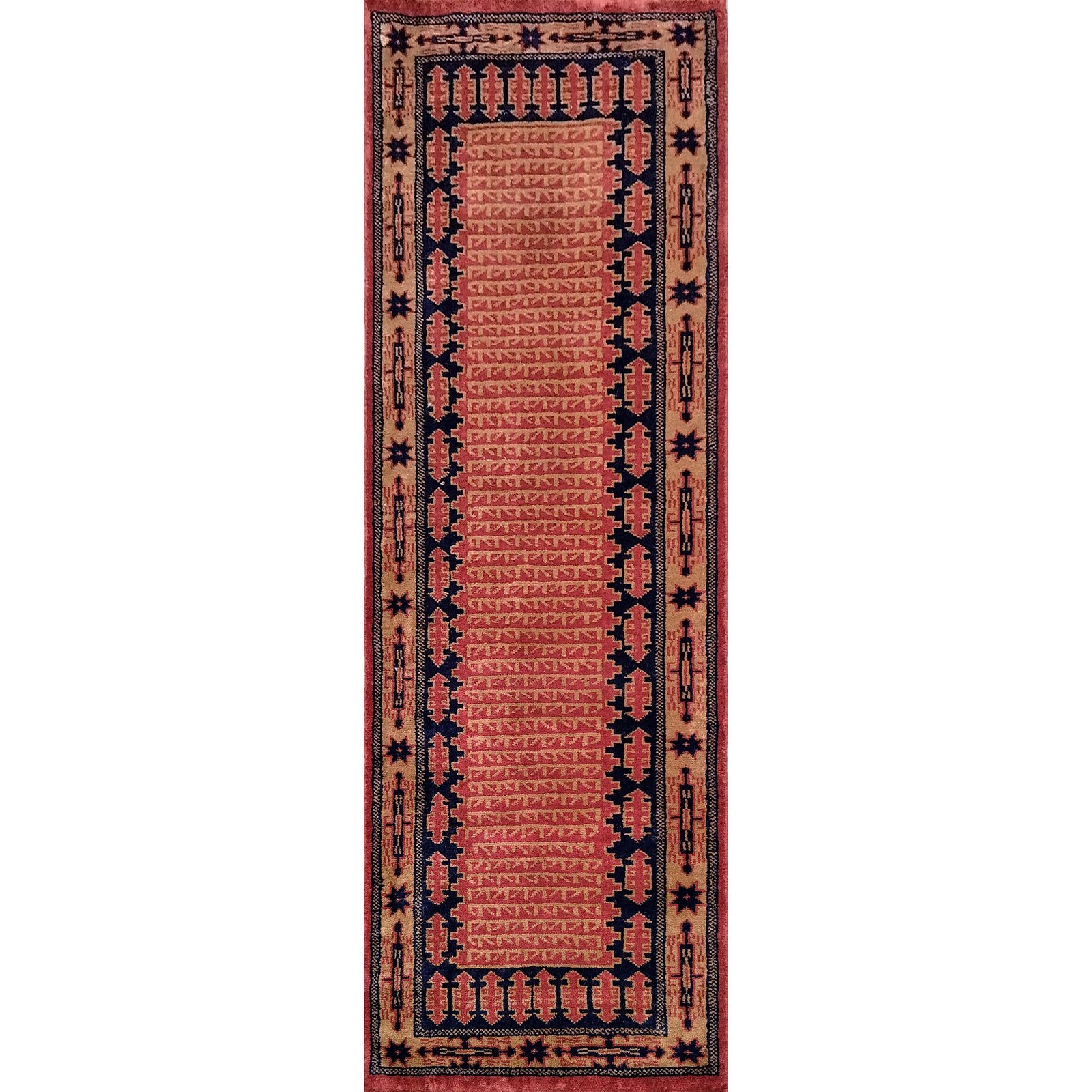 2x6 ft Hand Knotted Maroon Wool Runner Carpet (Kanta)