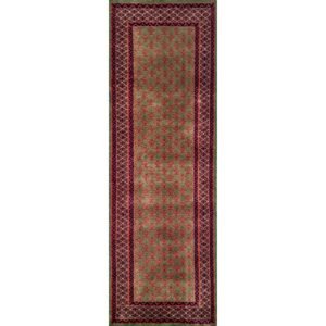 2x6 ft Green Hand Knotted Wool Carpet