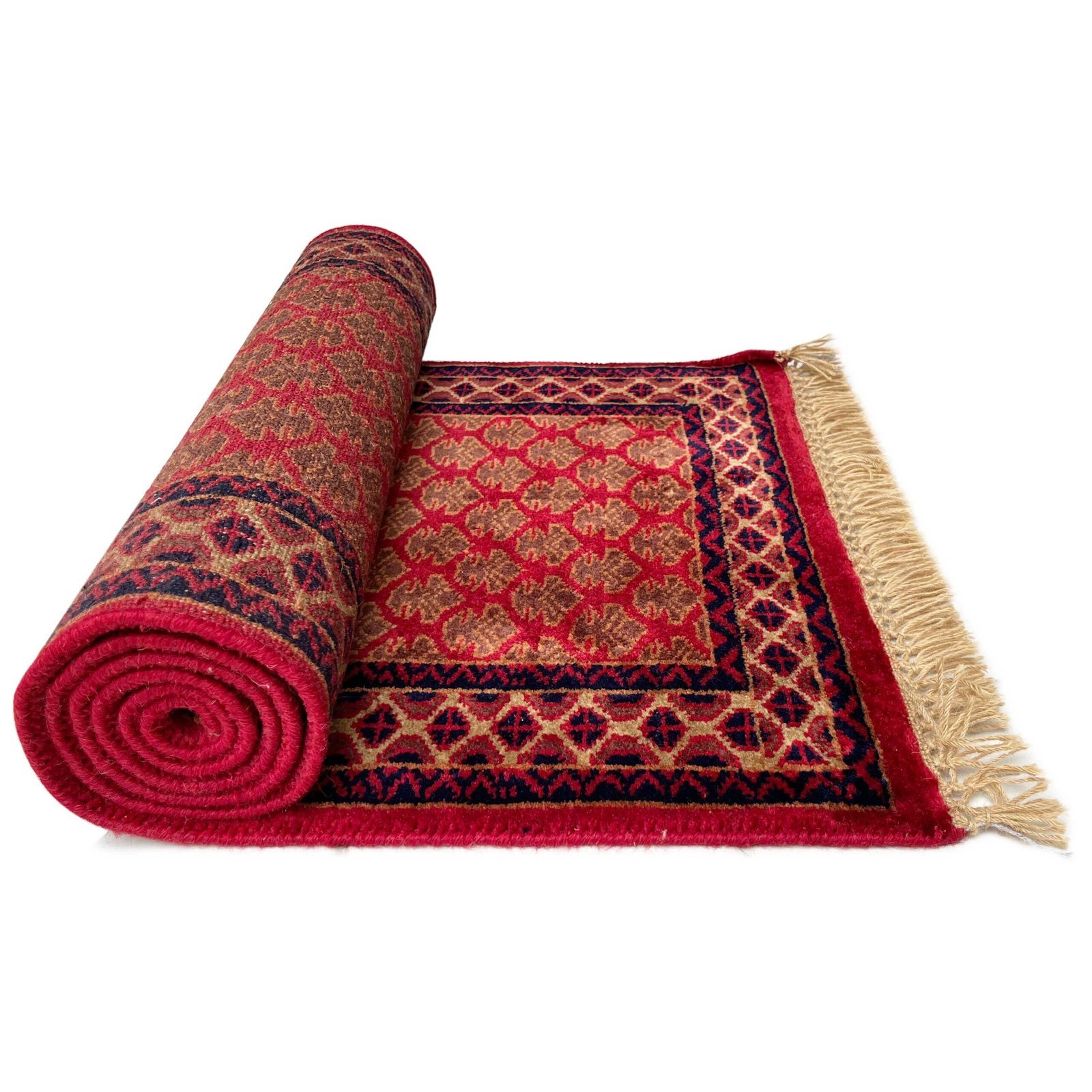 2x6 ft Hand Knotted Woolen Carpet Red Lichi - Image 3