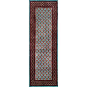 2x6 Feet Handmade Wool Carpet Runner Turquoise