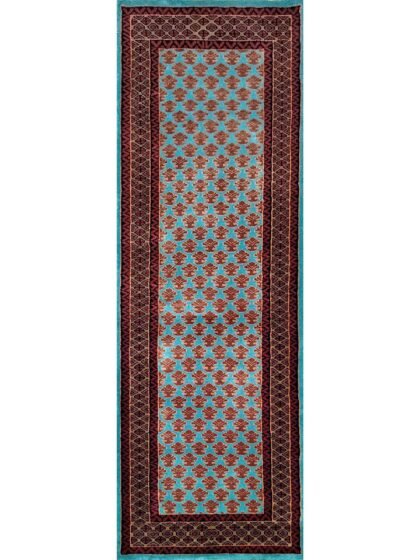 2x6 Feet Handmade Wool Carpet Runner Turquoise