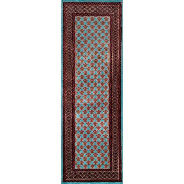 2x6 Feet Handmade Wool Carpet Runner Turquoise