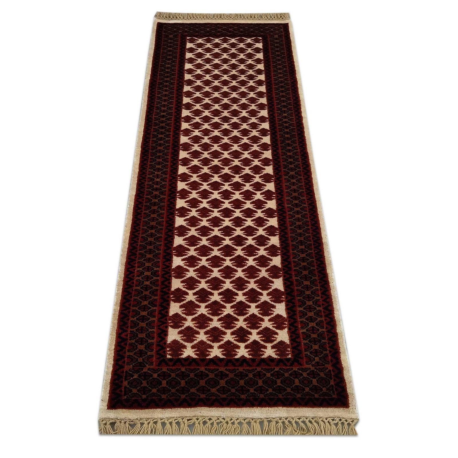 2x6 Feet Handmade Wool Carpet Royal White Runner Carpet - Image 2